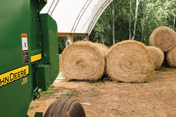 Few bales make it to Schrick and Edwards’ hoop barn, as most are sold straight out of the field – an advantage for those who put up quality hay. 