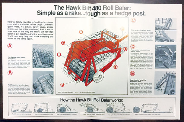 The original sales brochure and desctiption of the Hawk Bilt Baler